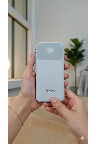 H9 20000 Mah Power Bank Pd 20w Ve Usb 22.5w Fast Hızlı Şarj Dahili Type C Ve Lightning Kablolu Dünya Standartlarına Uygun Polymer Batarya Birebir Amper Lcd Göstergeli Powerbank