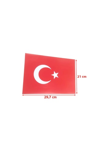 10 Adet Türk Bayrağı Sticker A4 Etiket Ebat: 29,7 Cm X 21 Cm Beyaz - Kırmızı
