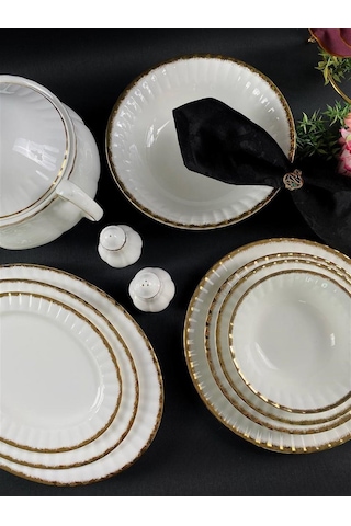 Monno English Bone Oro Gold 59 Parça 12 Kişilik Yemek Takımı