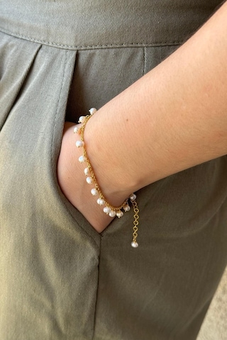 İncili Zincir Bileklik 4,5 Mm 21 Cm / Sarı Sarı Sarı Altın