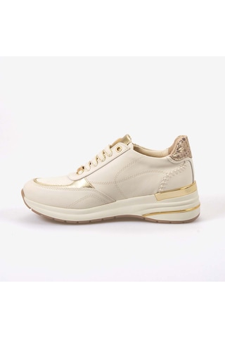 Kemal Tanca Kadın Eva Tabanlı Fermuar Detaylı Bağcıklı Casual Spor & Sneaker Ayakkabı 7015 Krem