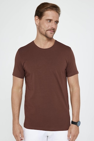 Tudors Erkek Slim Fit Dar Kesim Pamuklu Yumuşak Dokulu Esnek Kumaş Düz Basic Kahverengi Bisiklet Yaka Tişört-31218-kahverengi Kahverengi