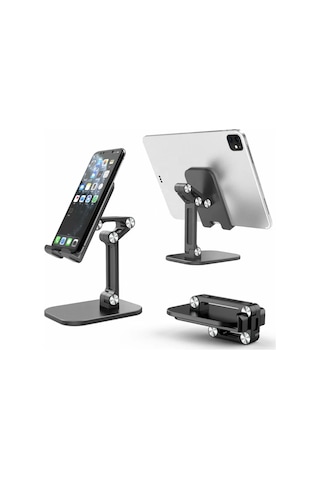 Honmex Alüminyum Telefon Ve Tablet Tutucu - 4 Açı Ayarlanabilir, Taşınabilir, Dürtüye Dayanıklı, Siyah