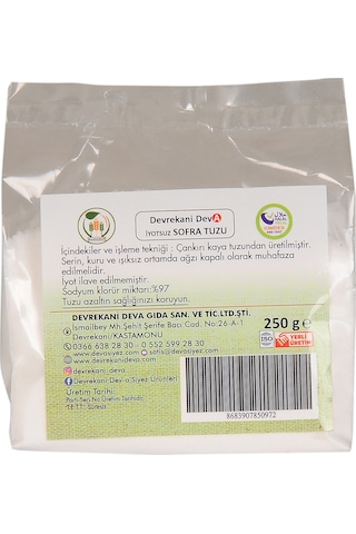 Devrekani Deva Gıda İyotsuz Sofra Tuzu 250 G