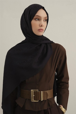 Armine Lyocell Naia Kare Monogram Şal 6 03 Siyah