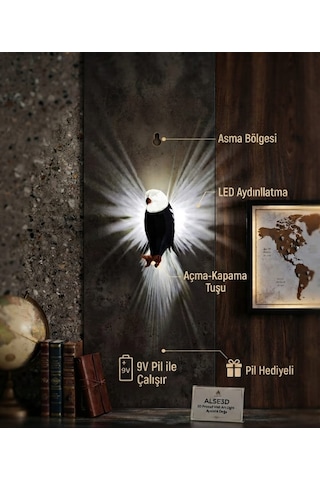 Kartal Gece Lambası Siyah