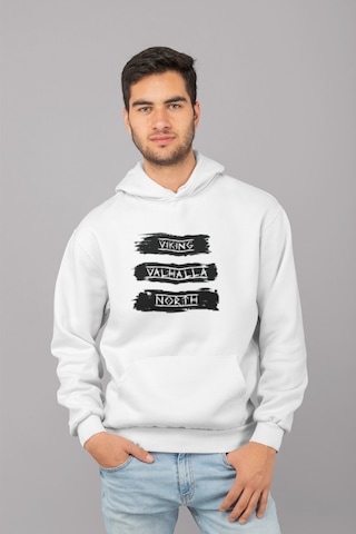 Nevermind Viking Valhalla North Kapüşonlu Sweatshirt Erkek Unisex Hoodie Beyaz