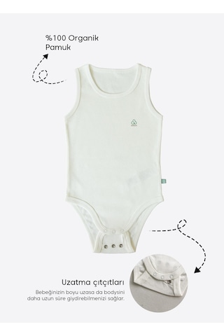 Kitikate Organik New Basic Uzayan Atlet Body Bebek Boy Ekru Ekru