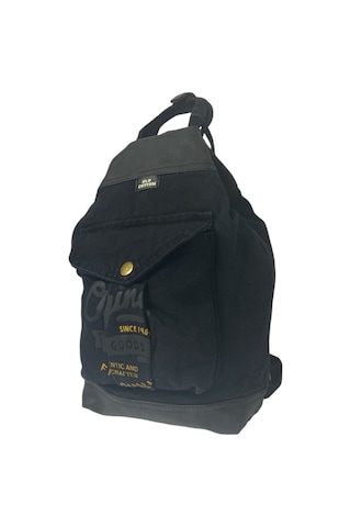 Old Cotton Cargo Kaliteli Küçük Boy Tek Gözlü Vintage Salaş Disayn Sırt Günlük Gezi Trekking Çantası S Boy 19cmx32cm Siyah