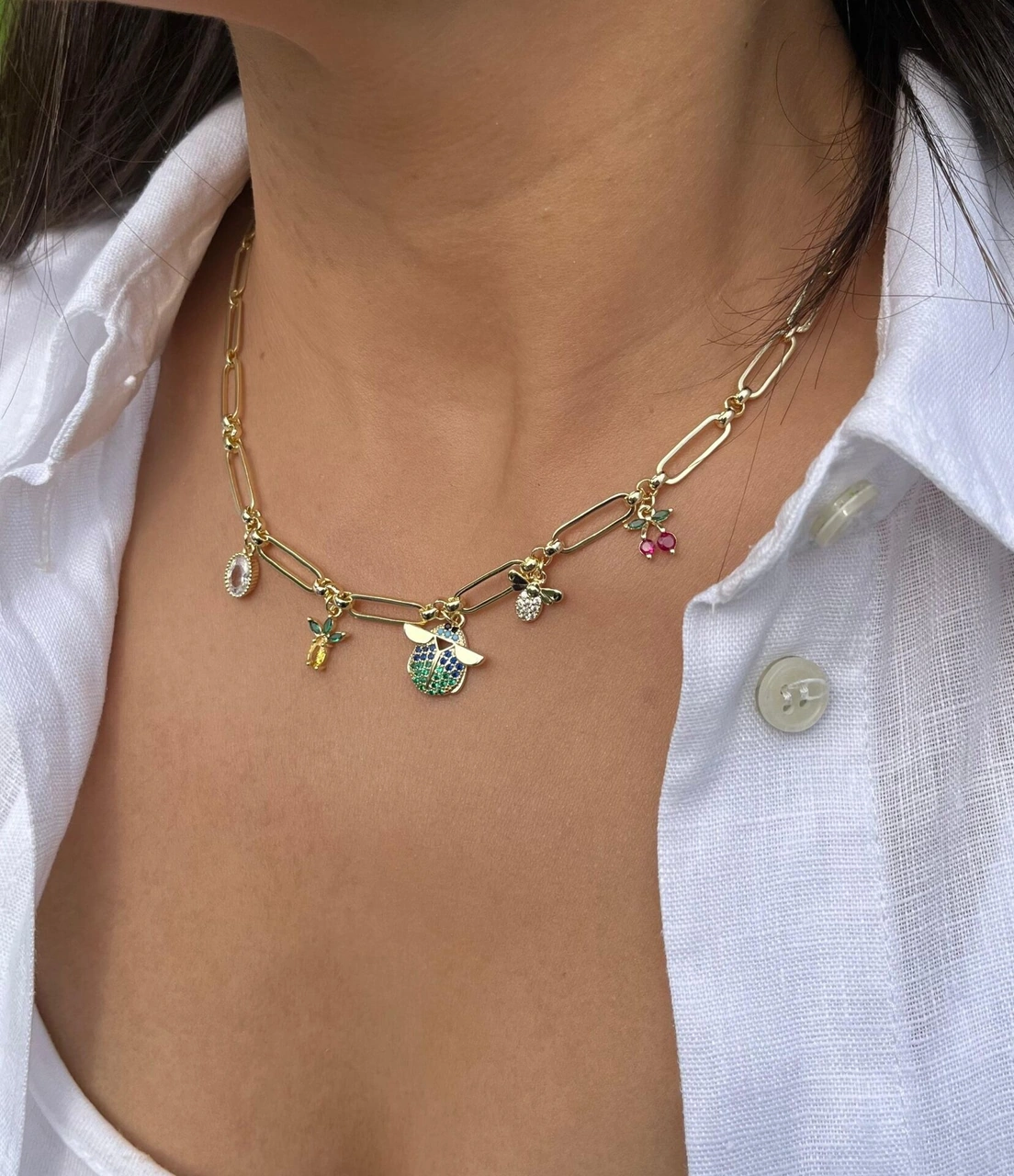 Renkli Ve Desenli Charm Kolye Çok Renkli