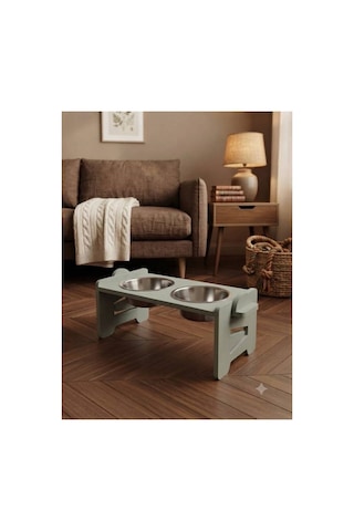 Açı Ve Yükseklik Ayarlı Ergonomik Kedi Mama Kabı- Köpek Mama Kabı Ayarlanabilir Yeşil