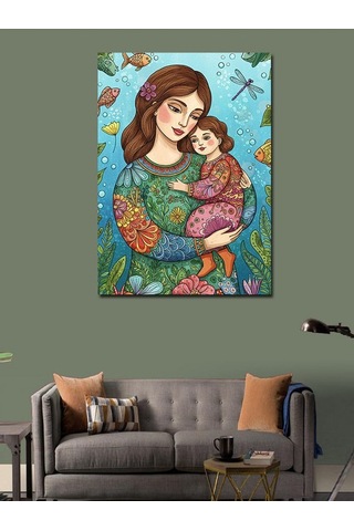 Kanvas Tablo Anne Ve Kız Figürü 70cmx100cm