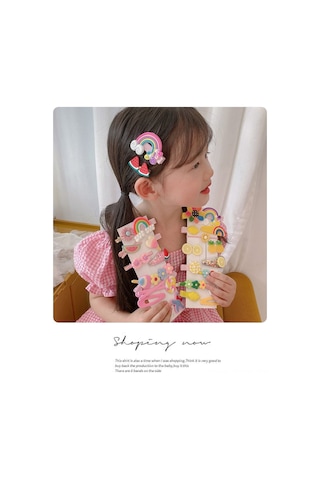 Samdoo Kız Çocukları İçin 10 Adet Renkli Bitki Desenli Saç Klipsi - Günlük Ve Özel Etkinlikler İçin Yumuşak Tutucu Resin Plastik Aksesuar