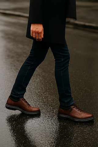 Growish Gre0168 Hakiki Deri Kaydırmaz Koku Yapmaz Bilekten Streçli Üst Kalite Bilekte Yarım Bot Koyu Kahverengi