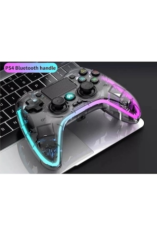 Şeffaf Rgb Işıklı Gamepad Joystickkablosuz Oyun Kolu Ps4 Ps3 Pc Android Tv Telefon Uyumlu