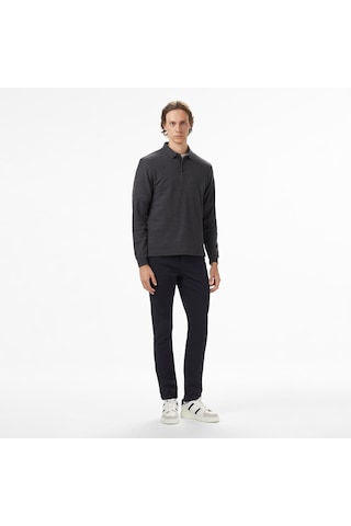 Nautica Erkek Gri Classic Fit Uzun Kollu Polo Yaka T-shirt Düz K57351t Gri