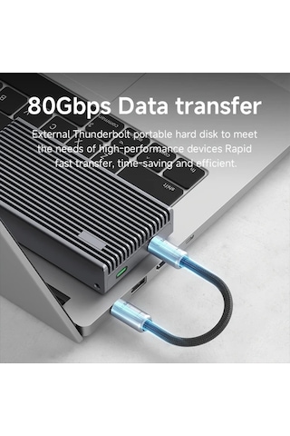 Honeybeeshop Hagibis Gri Usb4 Veri Kablosu Anahtarlik Askisi Usb C Usb C Sarj 80gbps 15cm