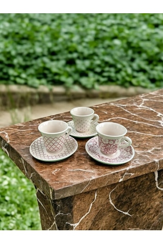 Şık Ve Modern 3lü Fincan Takımı Ahşap