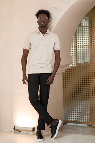 Paul Martin Örme Polo Yaka Regular Fit Pamuklu Ve Likralı T-shirt krem