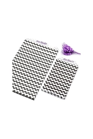 Zikzak Desenli Beyaz-siyah Kese Kağıdı Seti, 50 Adet, 11x20 Cm 124-Pembe