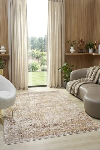 Seyran Halı Monde 805 Bej Polyester Makine Halısı
