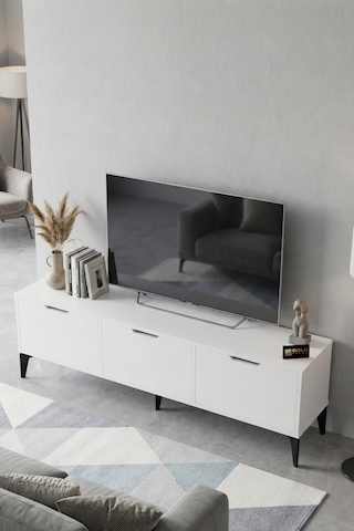 Reyo Falez Royal Tv Sehpası 160 Cm Tv Ünitesi Kapaklı Modern Şık Minimal Salon Konsolu 5091 Beyaz