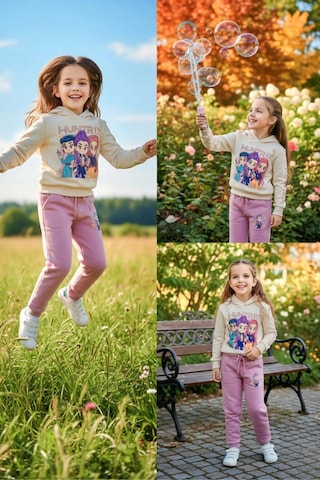 Koçak Kids 3 İplik Huntrix Kız Çocuk Eşofman Takım Pembe