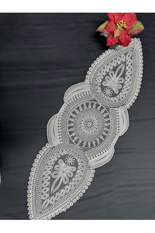 Nivemeshome Ekru İşlemeli Runner Ekru