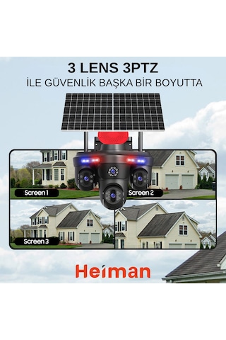Hm-878 3 Lens 3ptz 4g Sim Kartlı 2 Güneş Panelli Kamera