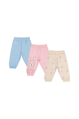Civil Baby Tavşan Baskılı 3'lü Set 6-18 Ay Eşofman Altı Çok Renkli
