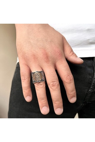 Gümüş Mühr-Ü Süleyman Motifli Zihgir Yüzük Ayarlanabilir Ölçü - 556387887