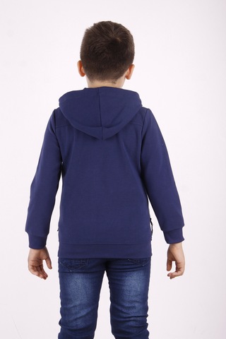 Toontoy Erkek Çocuk Cepli Fermuarlı Asimetrik Kesim Hırka Lacivert