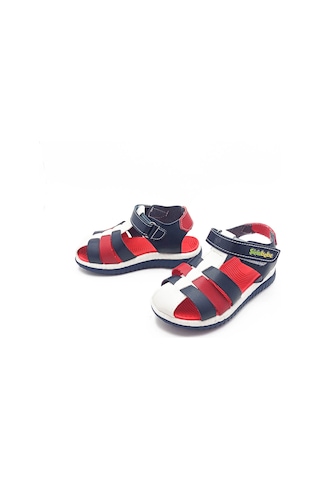 Şirin Bebe Şirinbebe Ortopedik Taban Lacivert-beyaz Renk Bantlı Tokalı Erkek Çocuk Sandalet Lacivert-beyaz