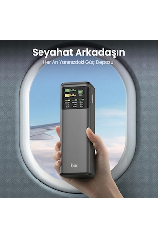 Bix Pb200w 24000mah 140w Usb-c Pd & Usb-a Çıkışlı Powerbank Gri Gri