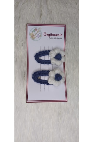 Amigurumi Toka - Çıtçıtlı El Örgüsü Toka 1 Çift Koyu Mavi