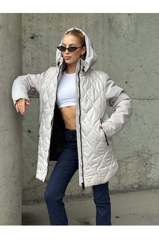 Kadın Kapitone Şişme Mont Taş