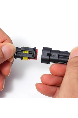 2 Pin Kablolu Su Geçirmez Konnektör Çift Ip65 200mm Kilitli