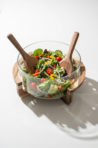 Bosco Akasya Salata Servis Kasesi & Çatal Kaşık - 4000 Ml Şeffaf