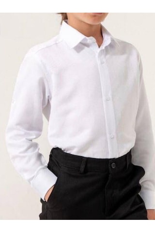 Erkek Çocuk Dik Yaka Gömlek-13846 Beyaz