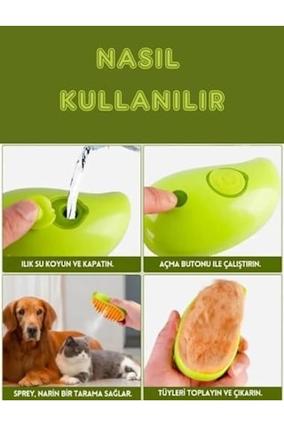 Gigi Panda Buharlı Kedi Köpek Tarağı Yumuşak Silikon Başlıklı Şarj Edilebilir
