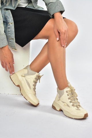 Fox Shoes V312415009 Bej Bilekli Spor Ayakkabı Sneakers Bej