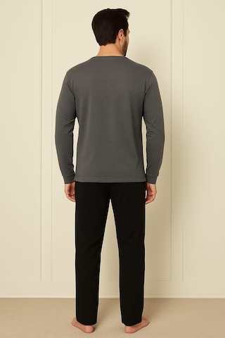 Erkek 1909 Uzun Kol % 100 Pamuk Pijama Takımı Füme Füme