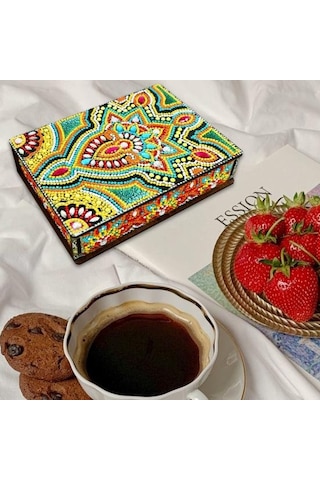 Dıy Elmas Boyama Saklama Kutusu Seti Köpüklü Toz Geçirmez Nakış Çapraz Dikiş Ahşap Kutu B