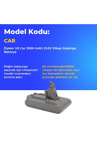 Dyson V6 Car 2500 Mah 21.6v Dikey Süpürge Batarya
