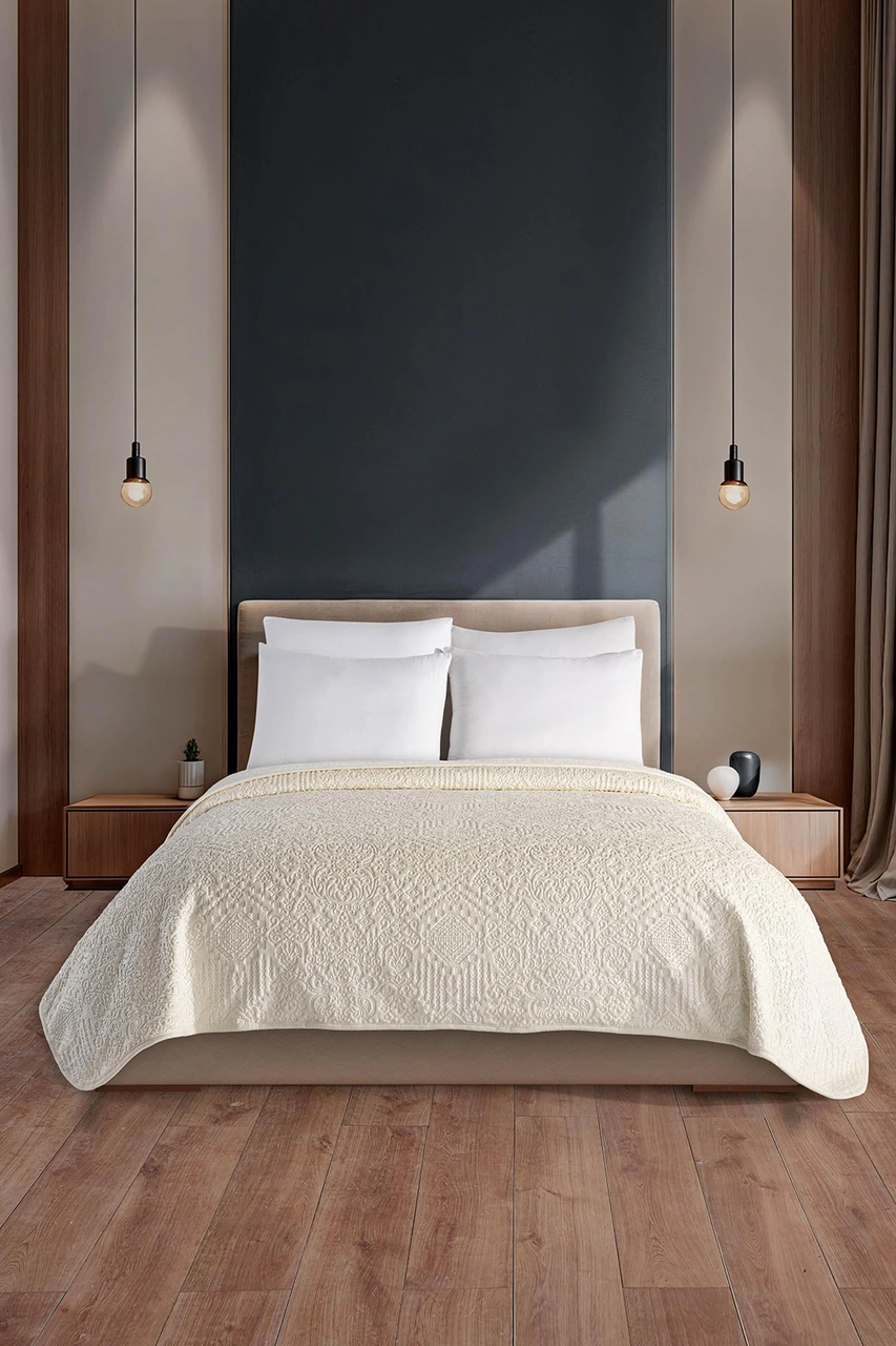 Tulia 220x240 Battal Boy Emboss Battaniye Krem