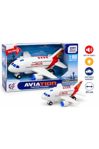 25 Cm Sesli Ve Işıklı Airbus Yolcu Uçağı Sürtmelı Hareketli Kırmızı
