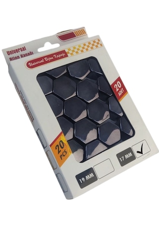 17mm Düz Parlak Füme Bijon Kapağı 20li Set+sökme Aparatı