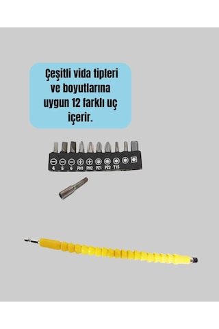 12 Li Akrobat Bits Vidalama Seti Esnek Uç Çok Yönlü Kullanım Yeni Nesil