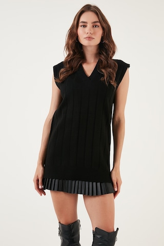 Lela V Yaka Arkası Uzun Triko Bayan Süveter 4616088Y Siyah