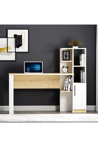 Tody Çalışma Masası - Beyaz / Meşe Beyaz / Meşe Beyaz - Meşe